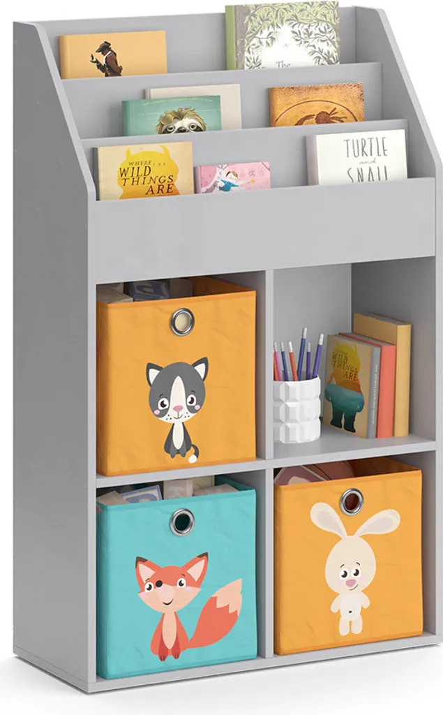 Bibliothèque Vicco Luigi Gris 72cm avec compartiments spacieux 38792