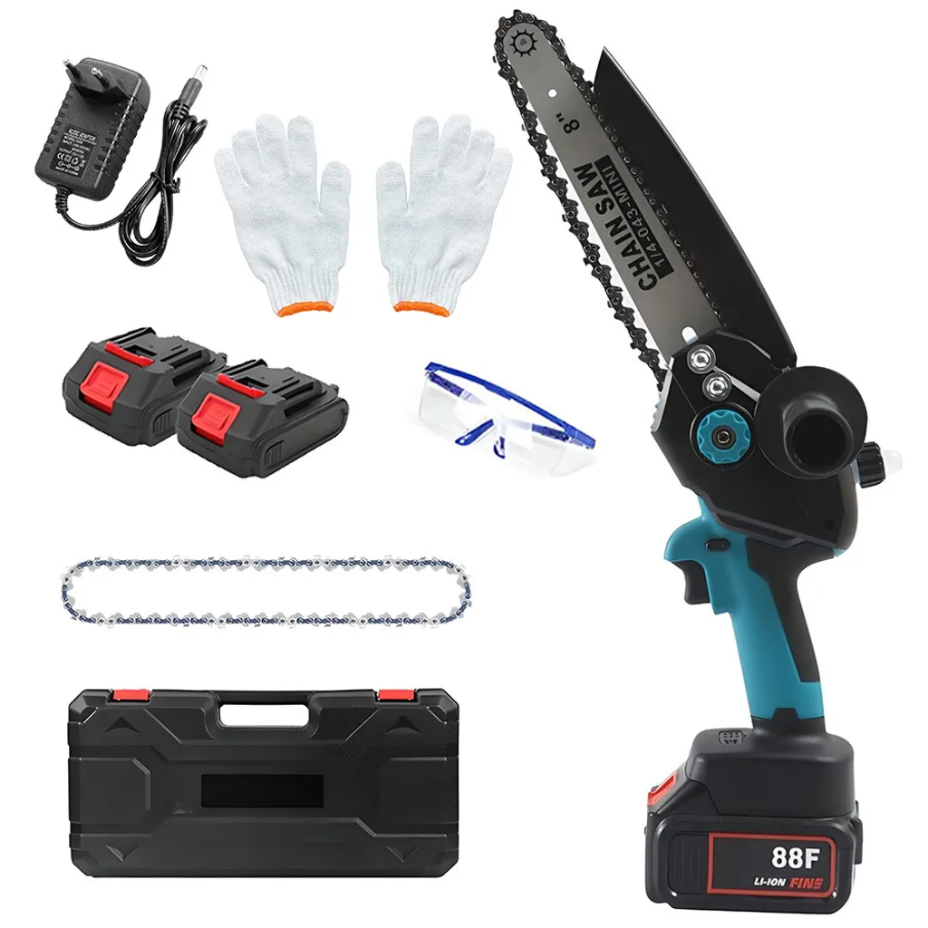 Tronçonneuse d'élagage sans fil pour jardin 8 pouces avec 2 batteries