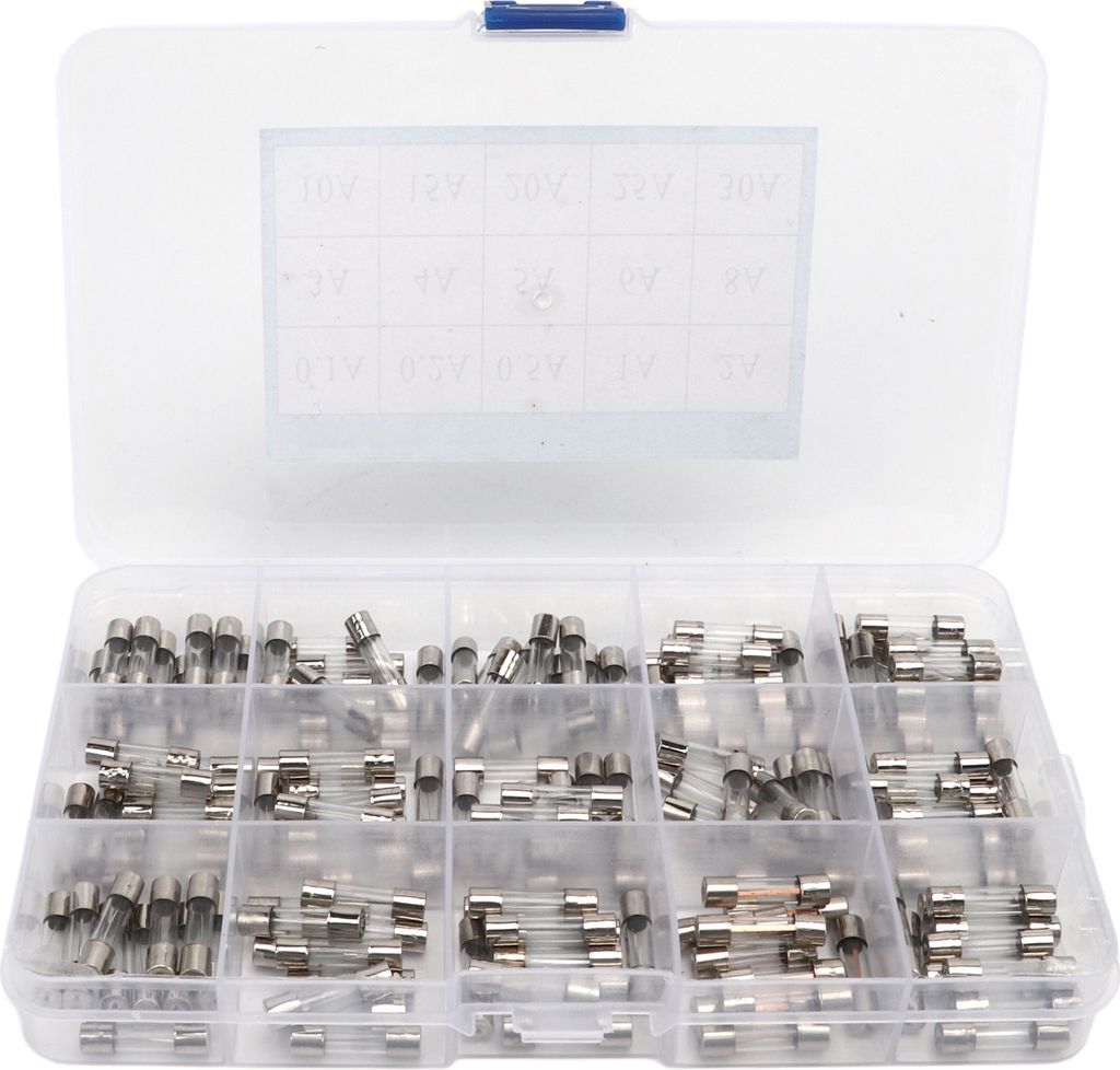 150Pcs Glassicherung Rohr 0.1A?30A 15 Typen 5x20mm Sortiment Set für Stromkreis Schutz