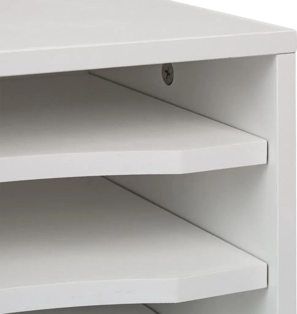 Compartiment à documents blanc avec 4 compartiments de tri verticaux