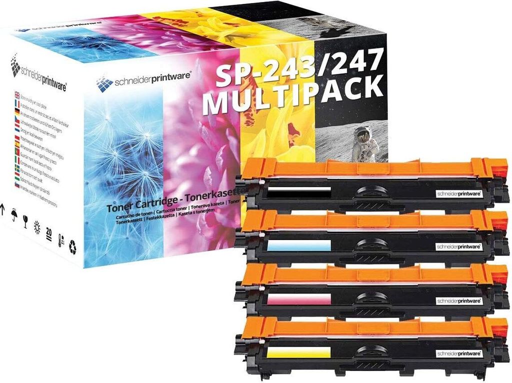 4 Schneider Toner | 35% höhere Reichweite | kompatibel zu Brother TN-243 TN-247