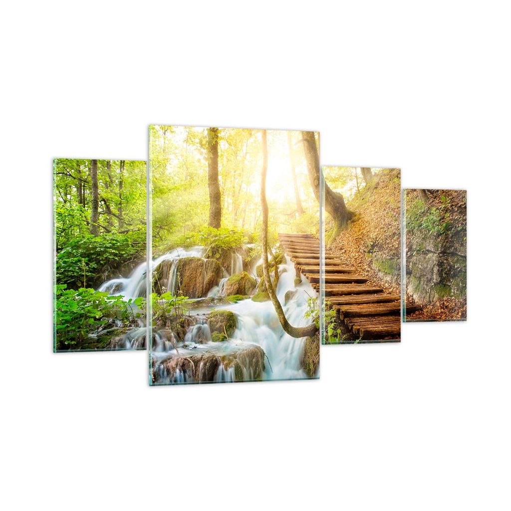 Bilder auf glas - Park Wasserfall Wasser - 160x90cm - Glasbilder - Wandbilder - Kunstdruck - zum Aufhängen bereit - Wanddekoration aus Glas - Glas...