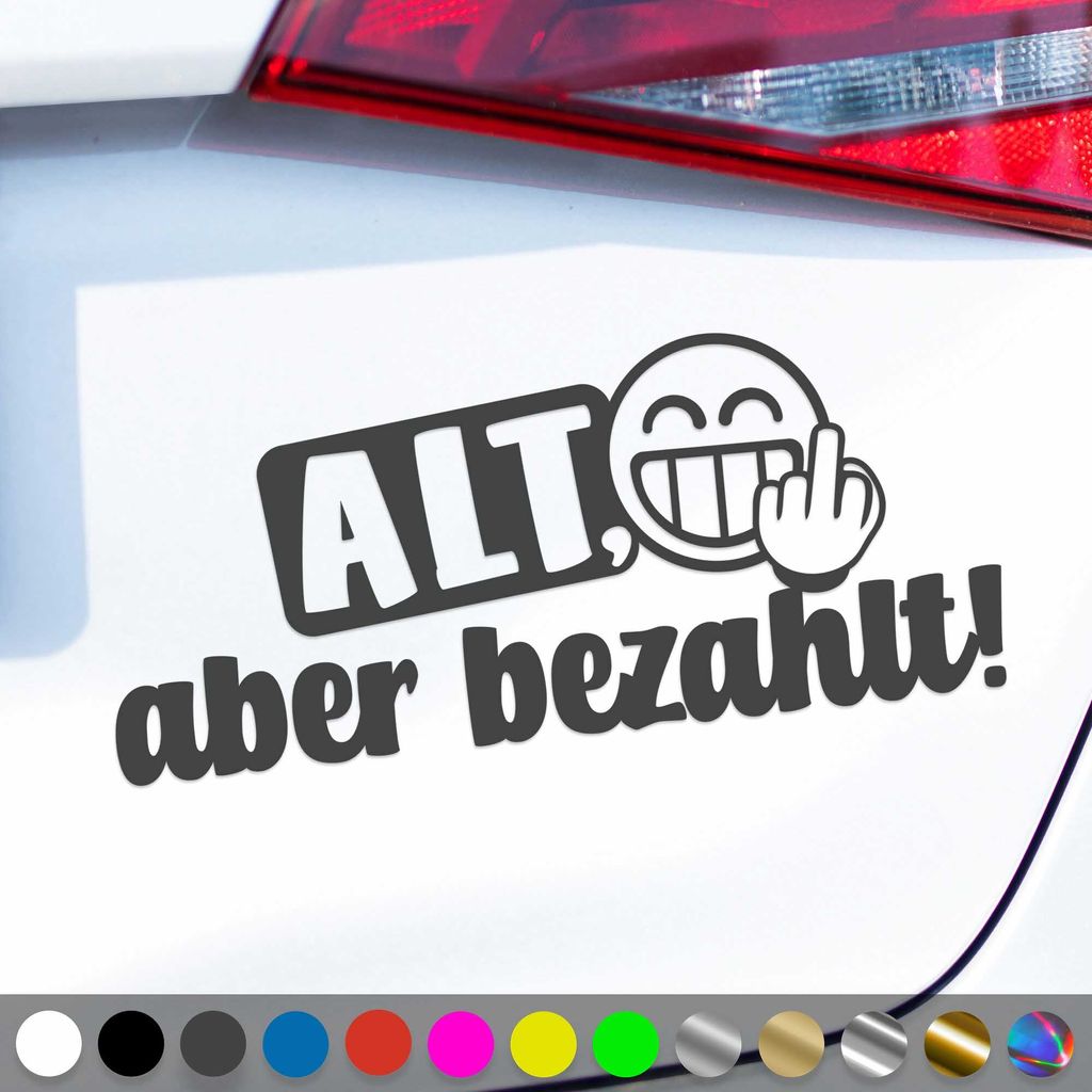 PantherPixel Alt Aber bezahlt Aufkleber wagen Oldtimer Sticker Auto Geschenkidee Farbe Dunkelgrau