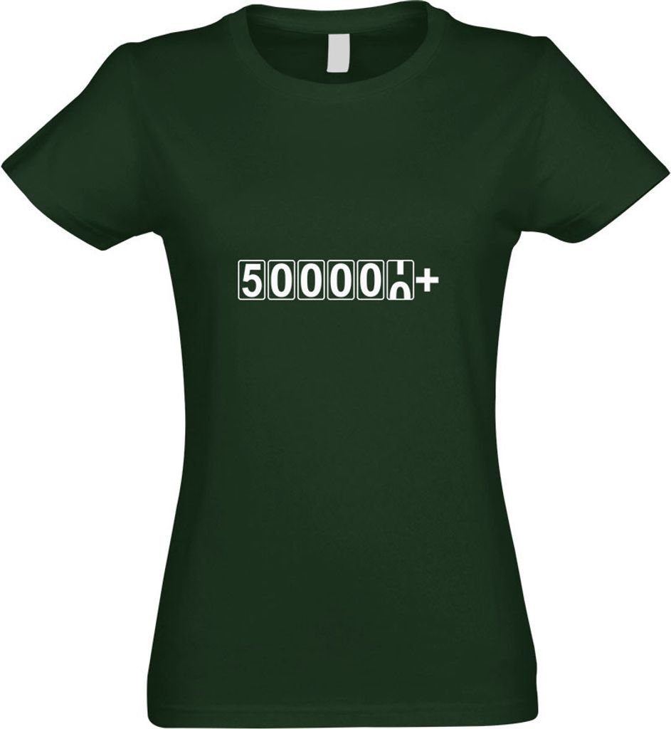 Kiwistar - T-Shirt tailliert - Damen - flaschengrün - 500000+ km Kilometerzähler - mit Motiv Bedruckt - Funshirt Design - Sport - Freizeit - Dame...