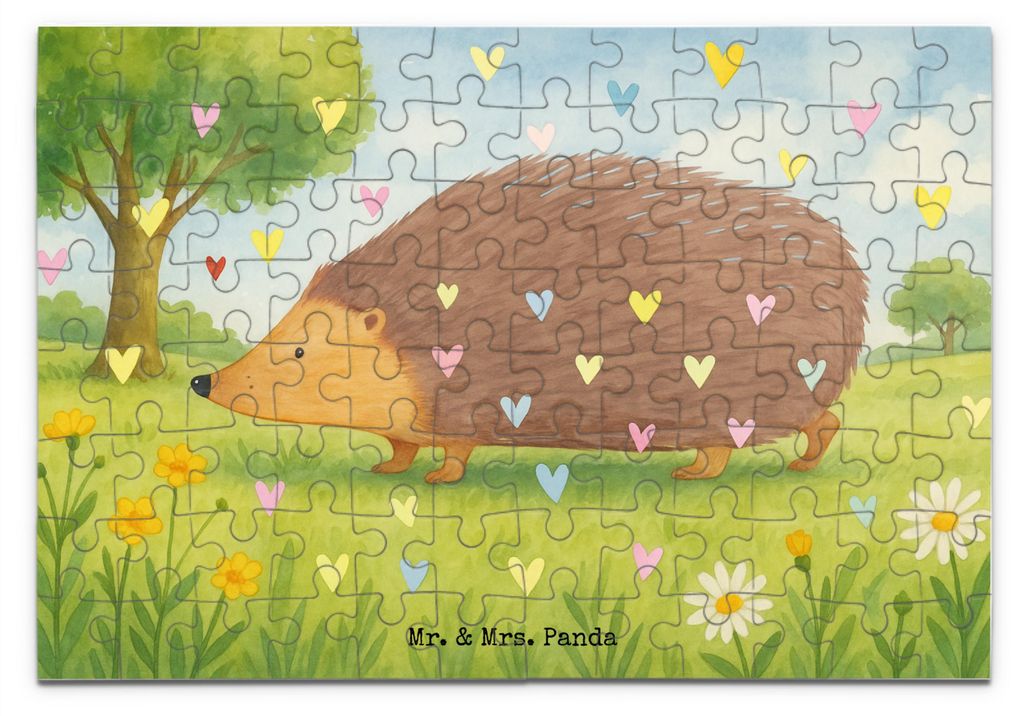 Mr. & Mrs. Panda Puzzle Igel Herzen Design 96 Teile - Weiß - Geschenk, Geduldspiel, Lustige Sprüche, 500, 2000, Liebe, Vertrauen, Herz, 1500, Leg...