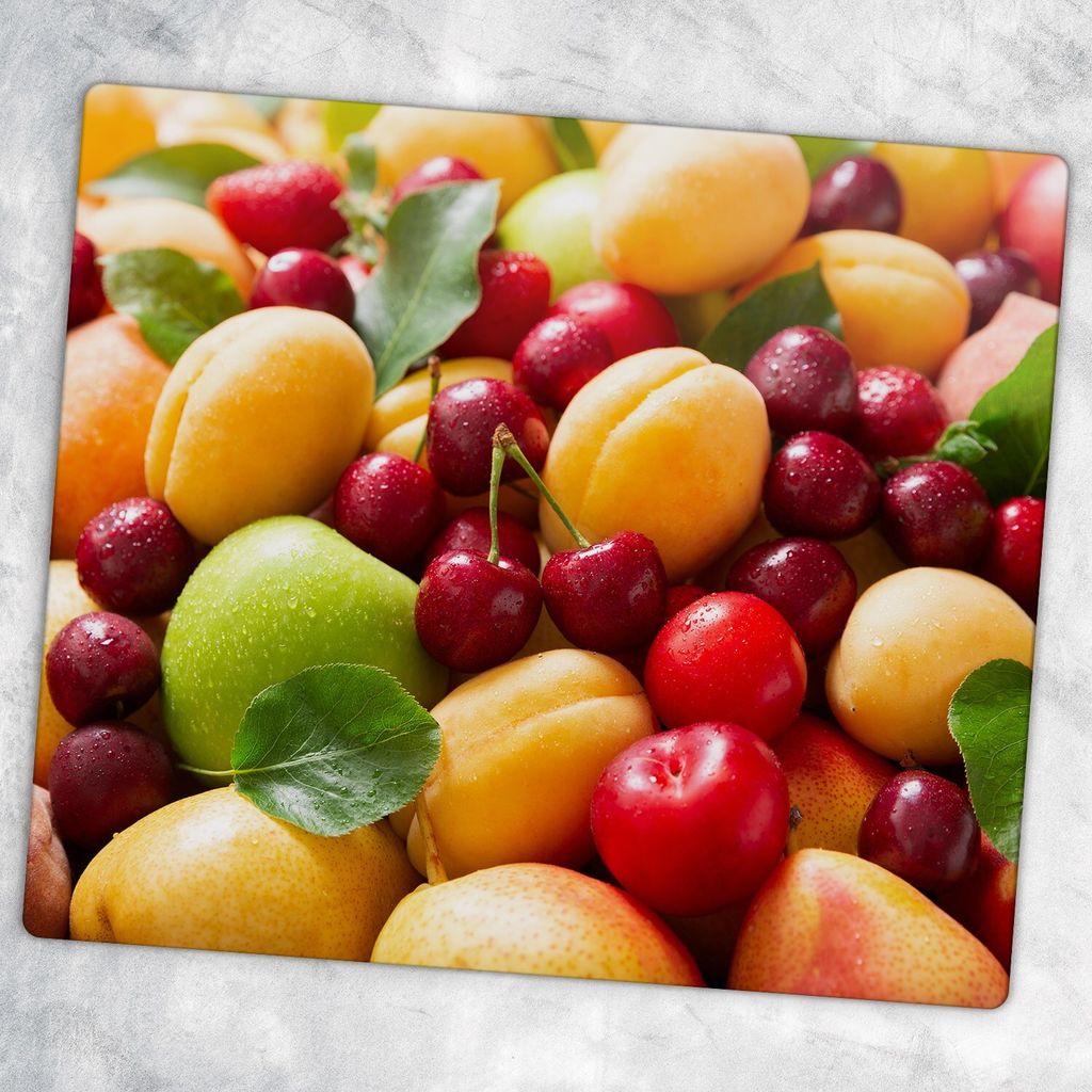 Glas-Herdabdeckplatten Glaskeramikkochfeld-Abdeckung Spritzschutz Glas 60 cm x 52 cm - Bunte Früchte