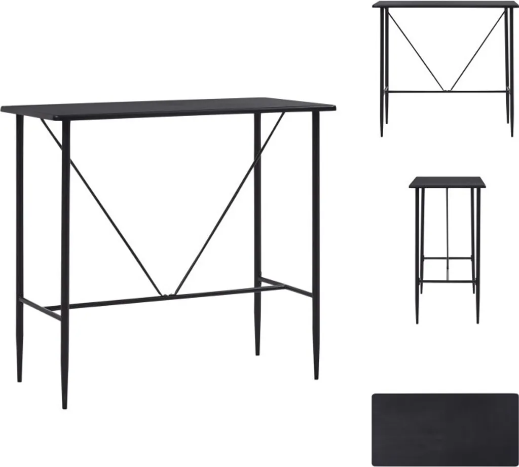 vidaXL Table de bar noire 120 x 60 x 110 cm en MDF style contemporain