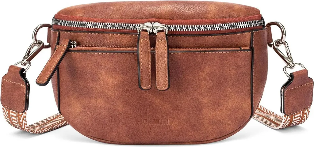 FIGESTIN Sac banane femme en cuir synthétique marron crossbody chic