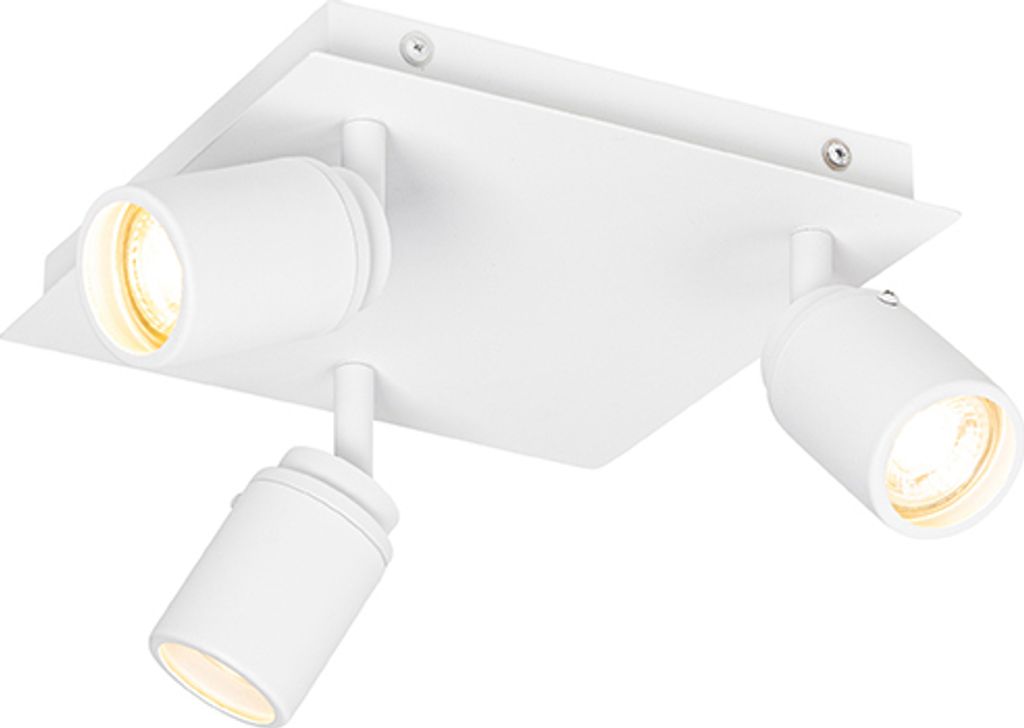 QAZQA - Modern Moderner Bad I BadezimmerSpot I Spotlight I Deckenspot I Deckenstrahler I Strahler I Lampe I Leuchte weiß quadratisch 3-flammig Spo...