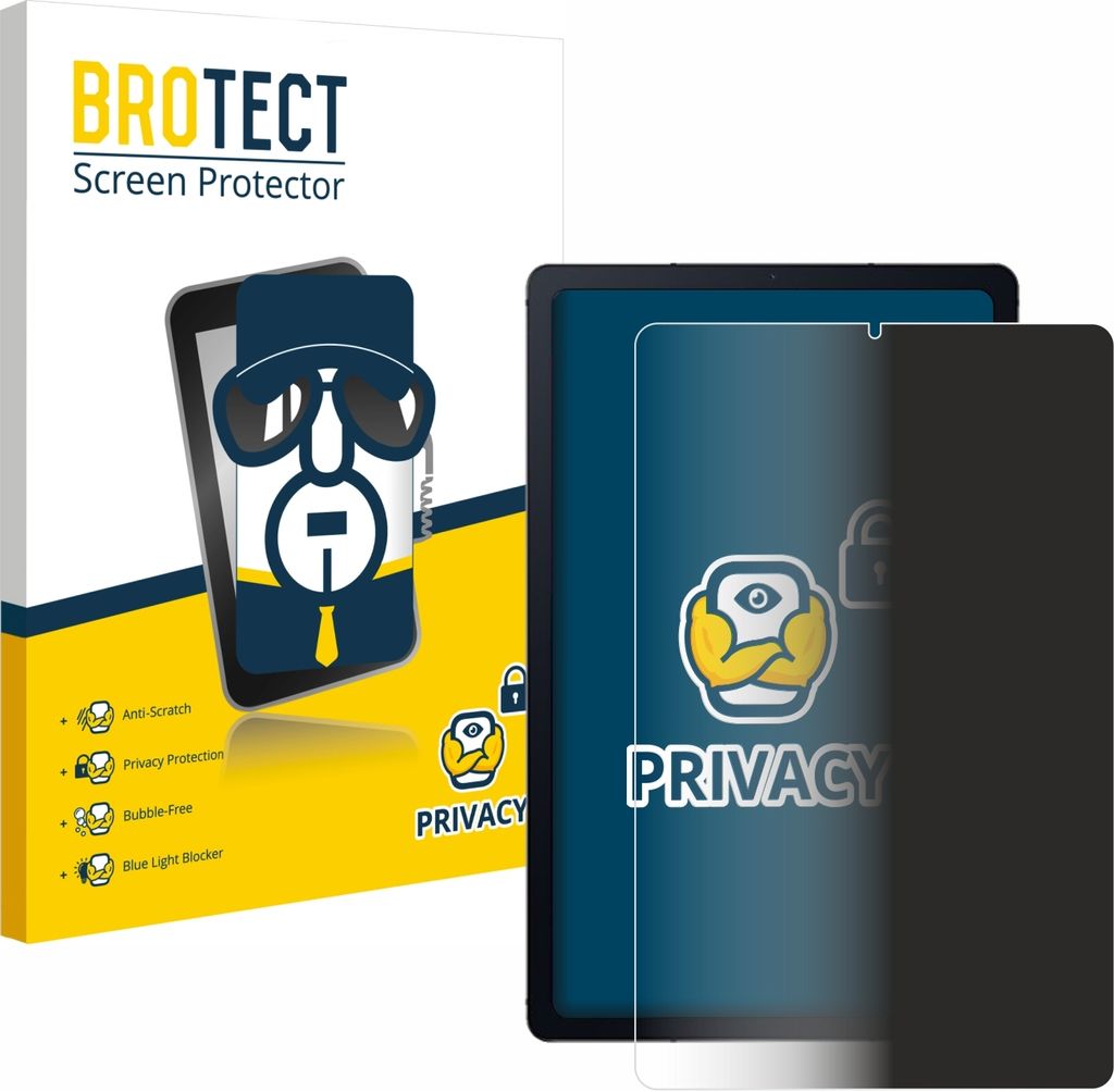 BROTECT Sichtschutzfolie für Samsung Galaxy Tab S6 Lite WiFi 2024 Anti-Spy Privacy Sichtschutz Blickschutz Folie Blaulicht-Schutz
