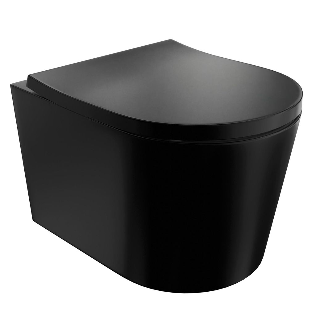LAVITA Wand-WC Versoni Black Hänge Toilette Toilettendeckel mit Absenkautomatik & Metallscharniere Toiletten Spülrandlos Hängend Spülsystem TOR...