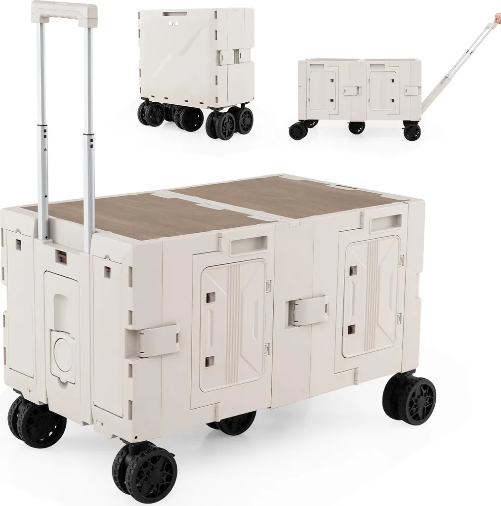 COSTWAY Carrello Pieghevole 150L Bianco: Il Tuo Alleato per Spesa e Giardino