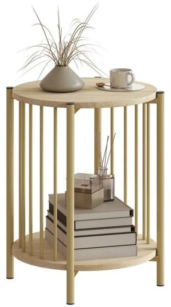 Table basse ronde 41 cm avec plateau de rangement et double structure