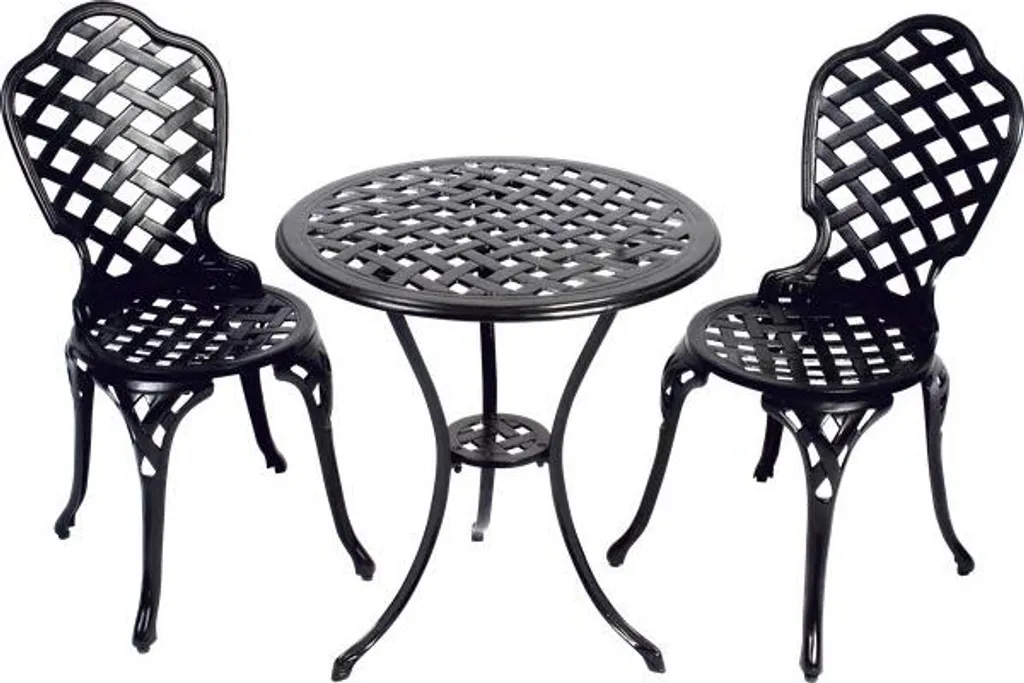 Set de bistrot avec table ronde Ø60x66 cm et deux chaises pliantes noir