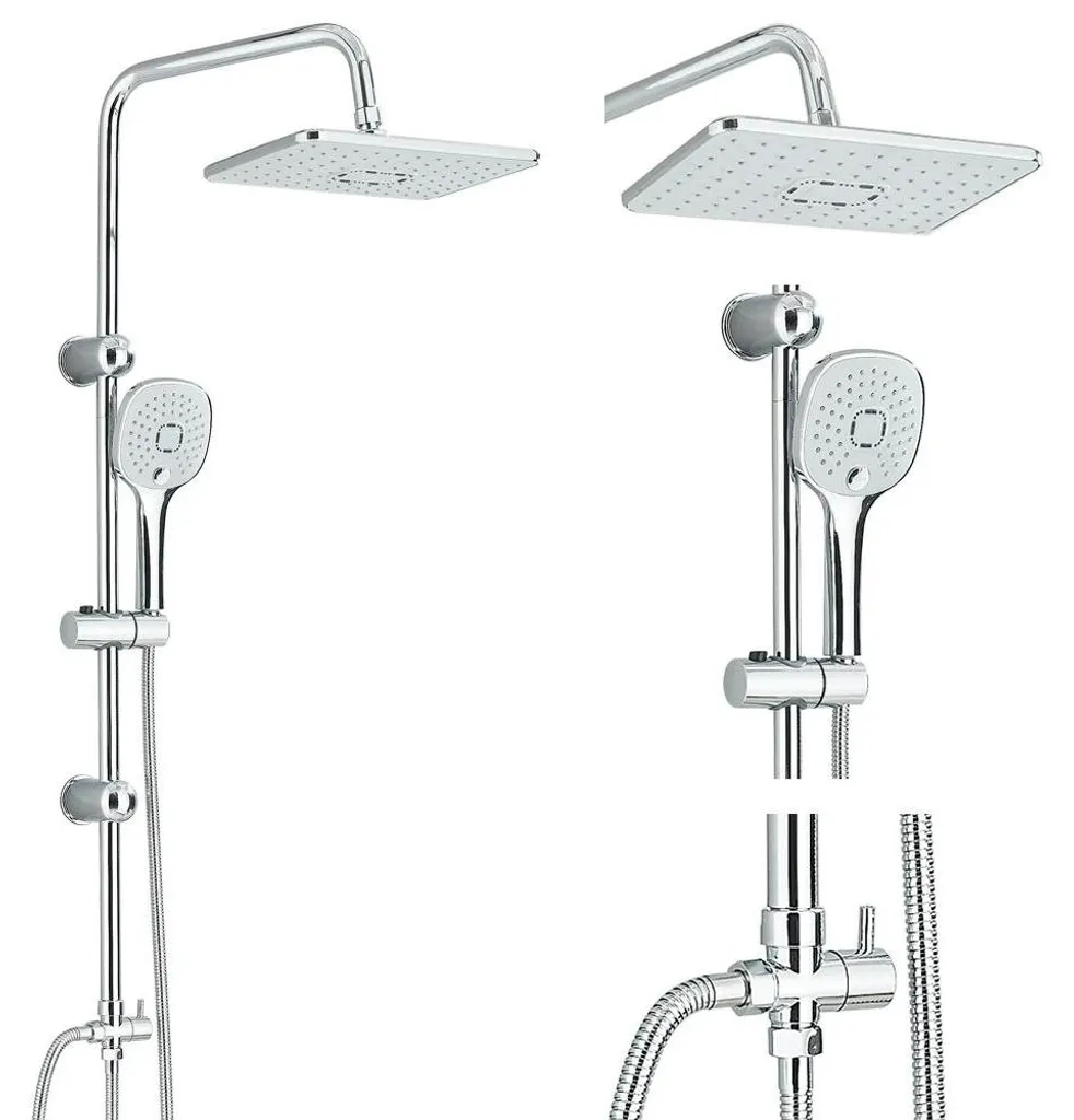 Douche pluie en acier inox poli avec douchette et cartouche céramique 40mm