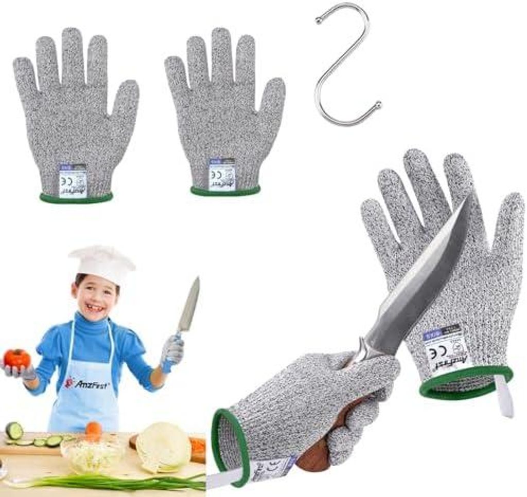 4 Paar Level 5 Schnittschutzhandschuhe kinder 10 jahre, Produktbild 
