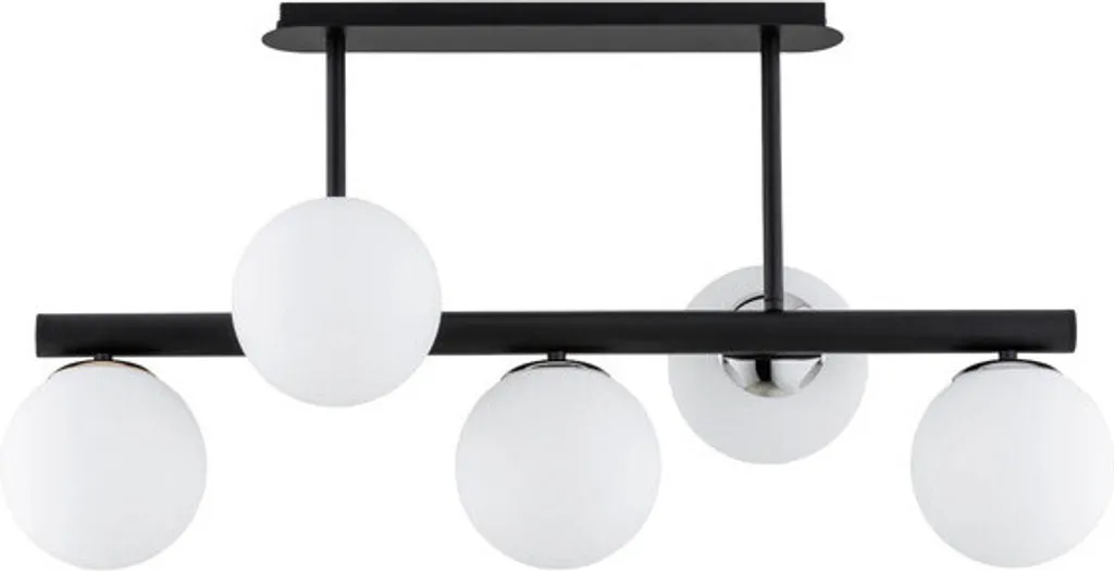 Plafonnier salon moderne noir et blanc TUKANE 5xE14 éclairage chic