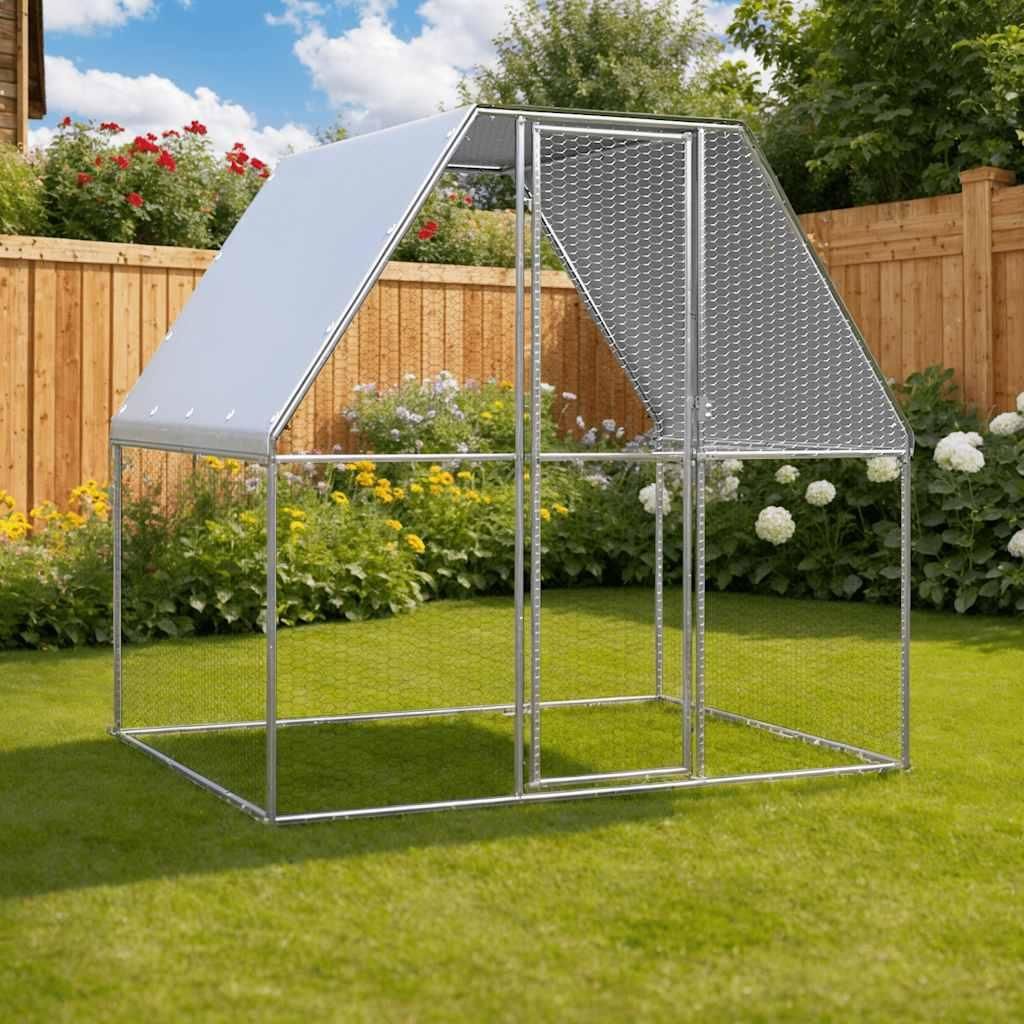 vidaXL Klec pro kuřata stříbrná a šedá 2x2x2 m Pozinkovaná Obrázek produktu 