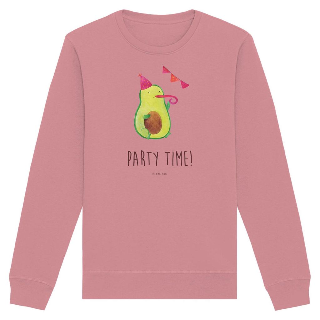 Mr. & Mrs. Panda Bio Baumwoll Pullover Avocado Party Zeit Größe XL - Canyon Pink - Geschenk, Sweatshirt, Bestanden, Geburtstag, Bio-Pullover, Pul...