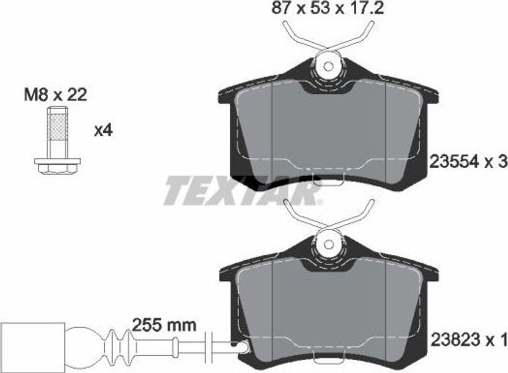 TEXTAR 2382301 Bremsbelagsatz, Scheibenbremse OE 6Q0698451 kompatibel mit Polo 9N, Lupo, Ibiza