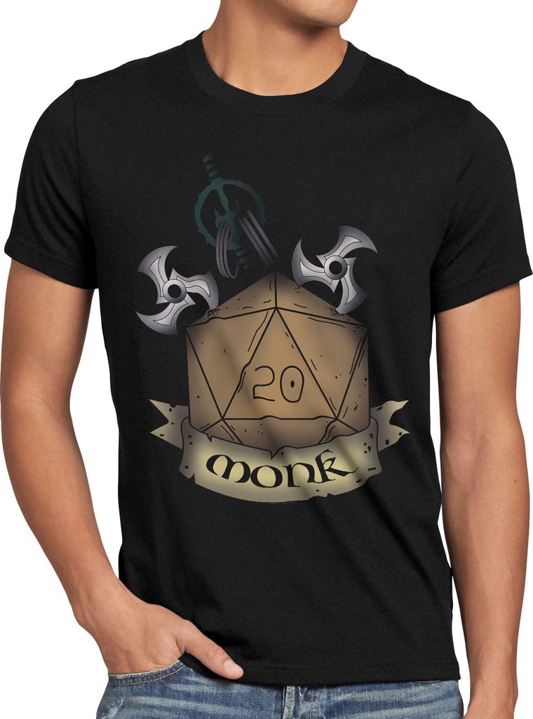 BaumwolleCloud Würfel Monk Herren T-Shirt dungeon tabletop dragons d20