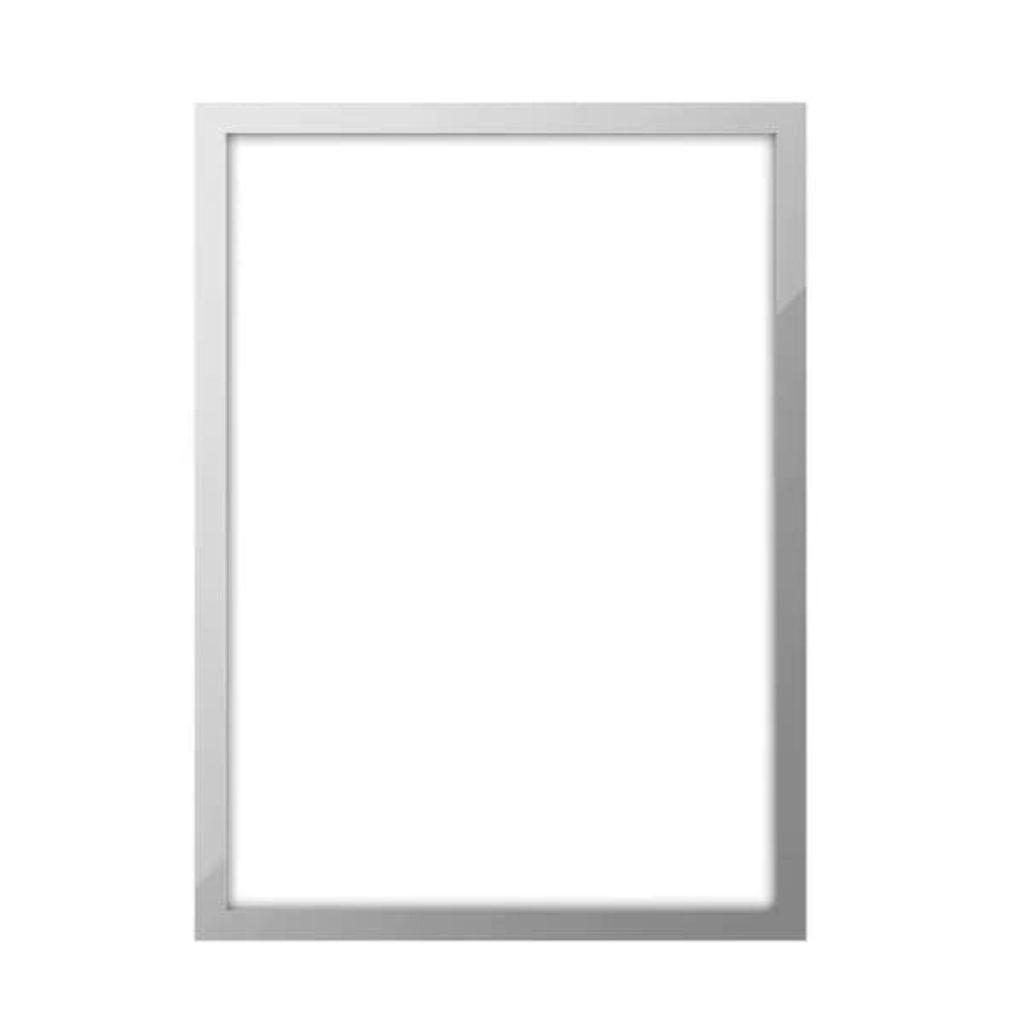 A silver picture frame on a white background.