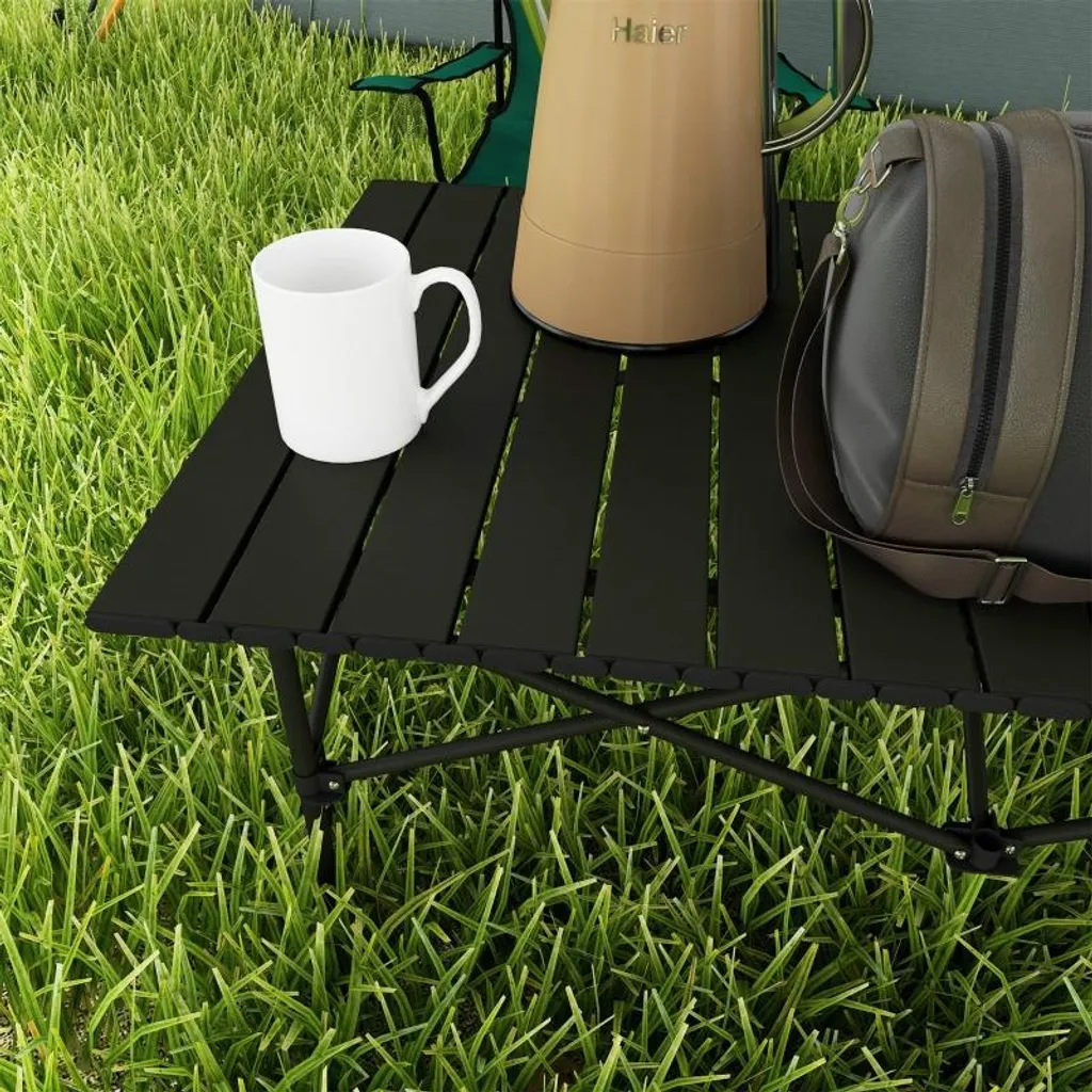Fortuna Lai Table Camping Pliante 95x55cm - Table Aluminium Noire X