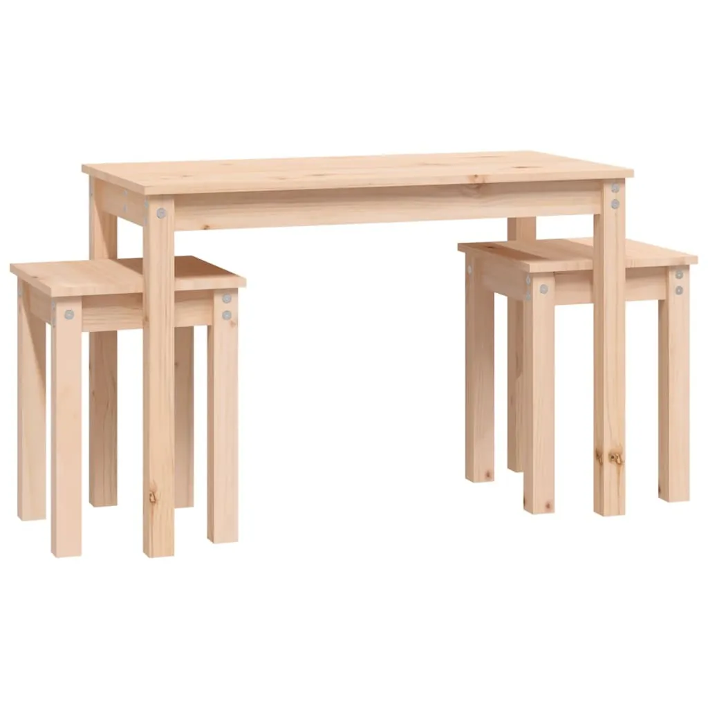 Tavolini Sovrapponibili in Pino Massiccio - Design Minimalista Set 3 Pezzi - 5