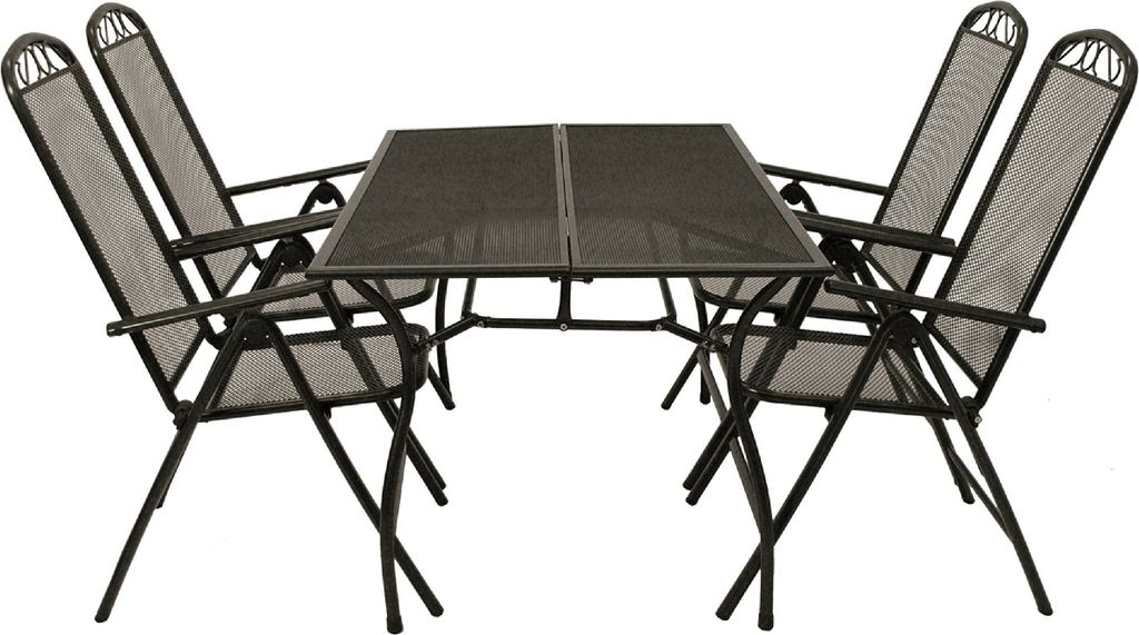 TPFGarden GARTENESSGRUPPE Glasgow - GartenGARTEN-GARNITUR für 4 Personen - Gartenmöbel Set 5-teilig - Streckmetall anthrazit