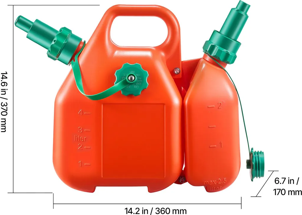 Bidon de carburant double compartiment 6L et 1,9L, débit rapide - 8