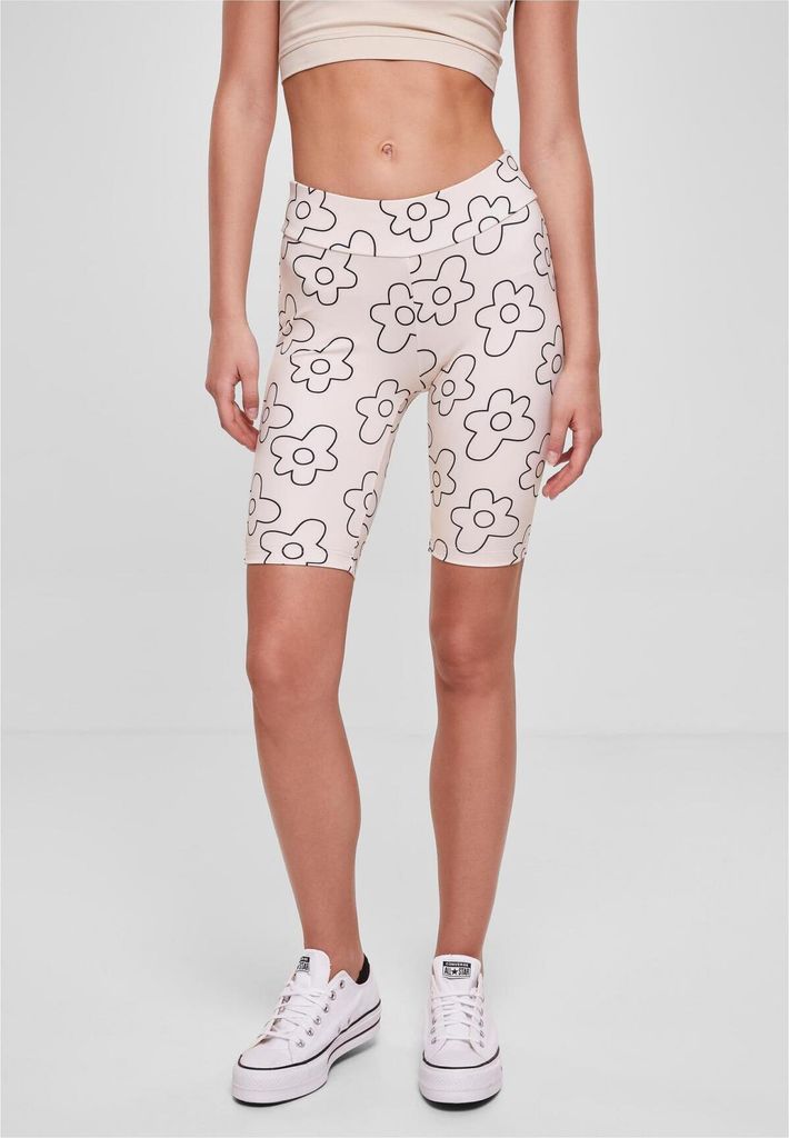 Urban Classics TB6012 | Ladies High Waist AOP Tech Cycle Shorts Damen-Radlerhose - Farbe: softseagrassflower - Größe: S