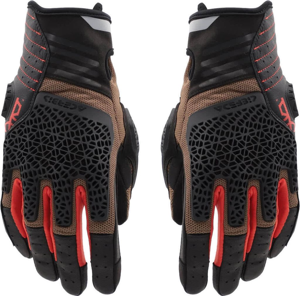 ACERBIS CE CROSSOVER Enduro Motocross Handschuhe Genehmigt Braun Orange Schwarz größe XL