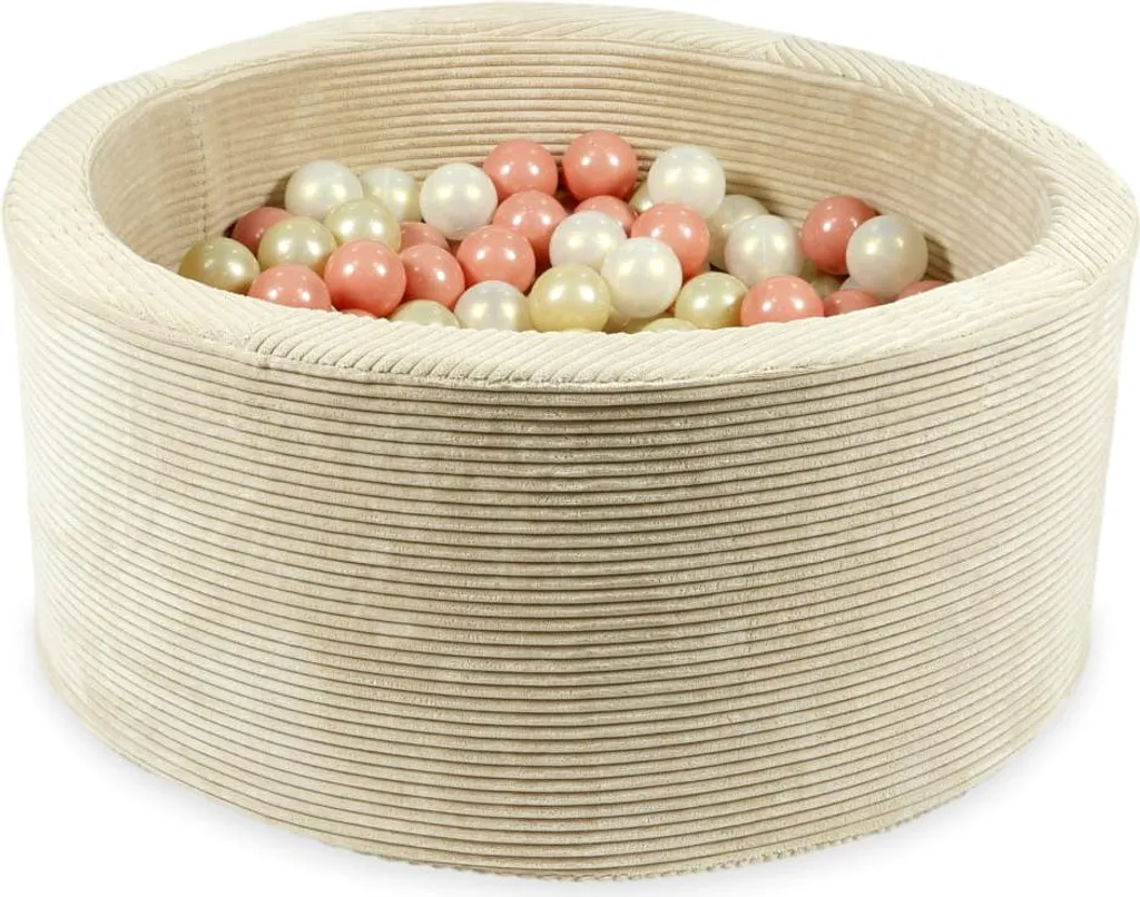 Piscine sèche beige Cord 90x40 avec 300 balles or rose et graphite chic
