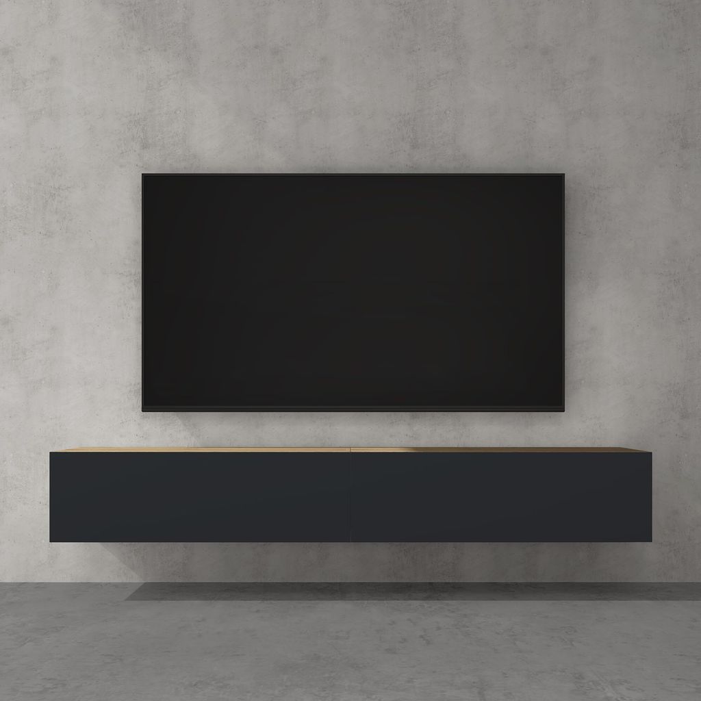 doporro TV Lowboard hängend Fernsehschrank Wohnzimmer | TV-Schrank hängend Fernsehtisch Hängeschrank 200cm Fernsehschrank02