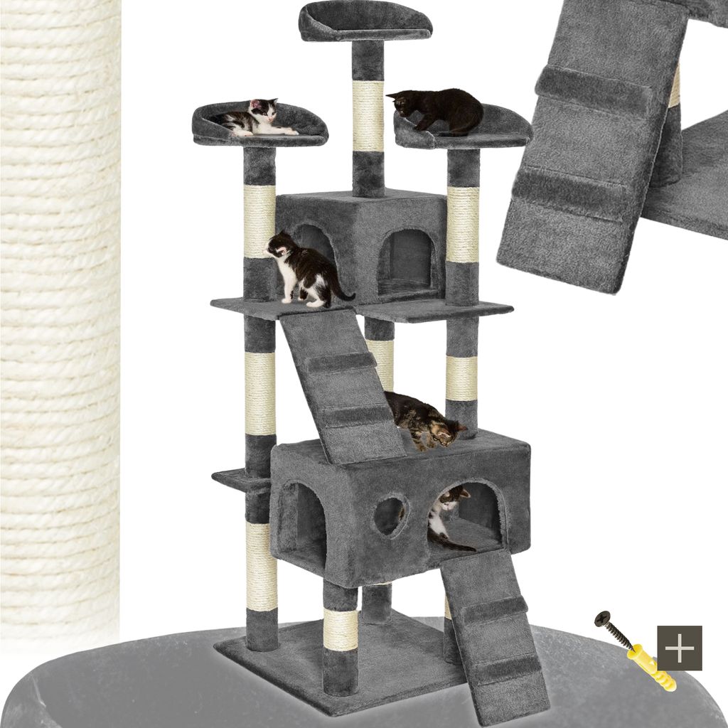 tectake® Kratzbaum Mogli 170 cm inklusive 2 Treppen und Produktbild 