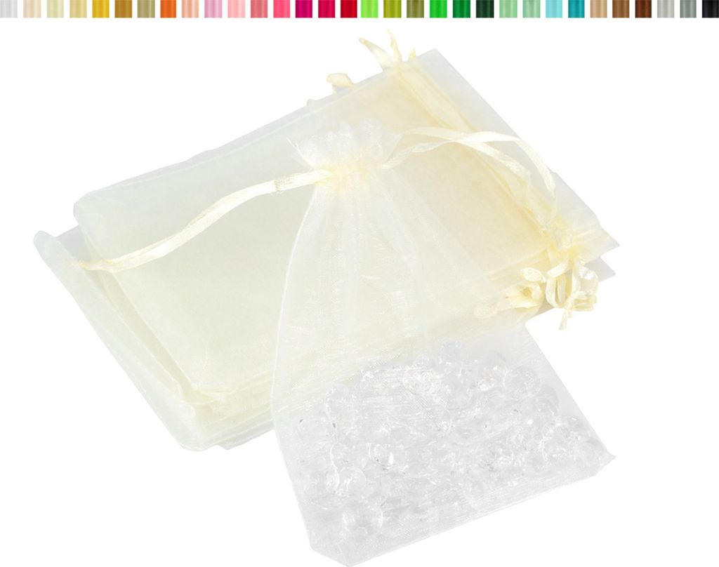 Organzasäckchen 7x9cm ivory elfenbein naturweiß ecru hell creme hellcreme weiß champagner vanilla vanille mandelweiß