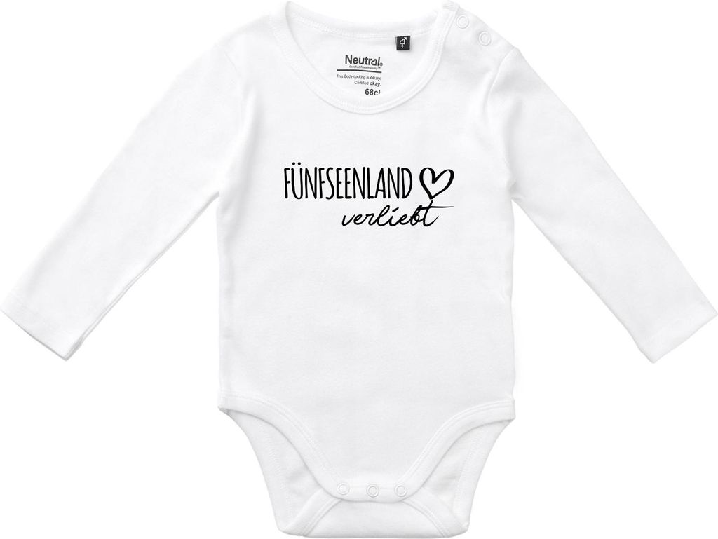 Huuraa Baby Body Fünfseenland verliebt 80 White Baumwolle Fairtrade Langarmbody Geschenkidee
