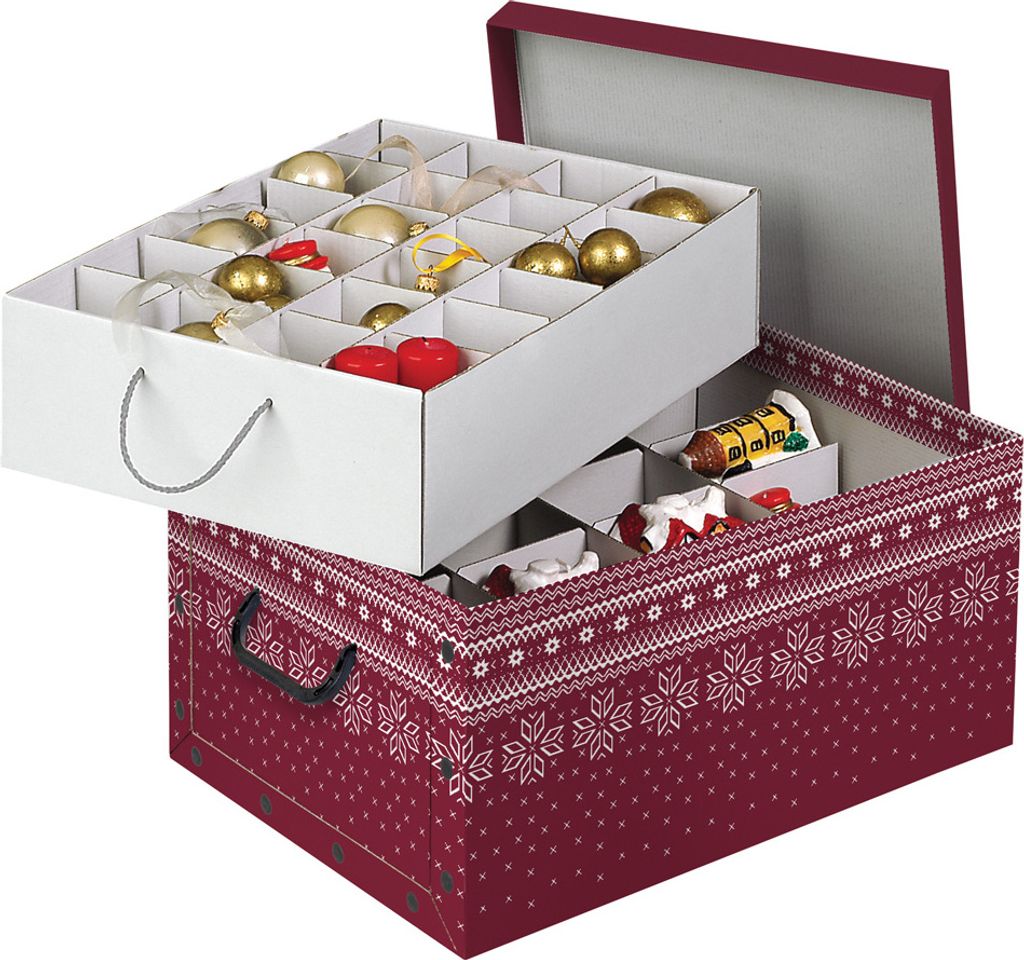Weihnachtlicher XL Deko Karton mit Einsätzen für ca. 40 Produktbild 