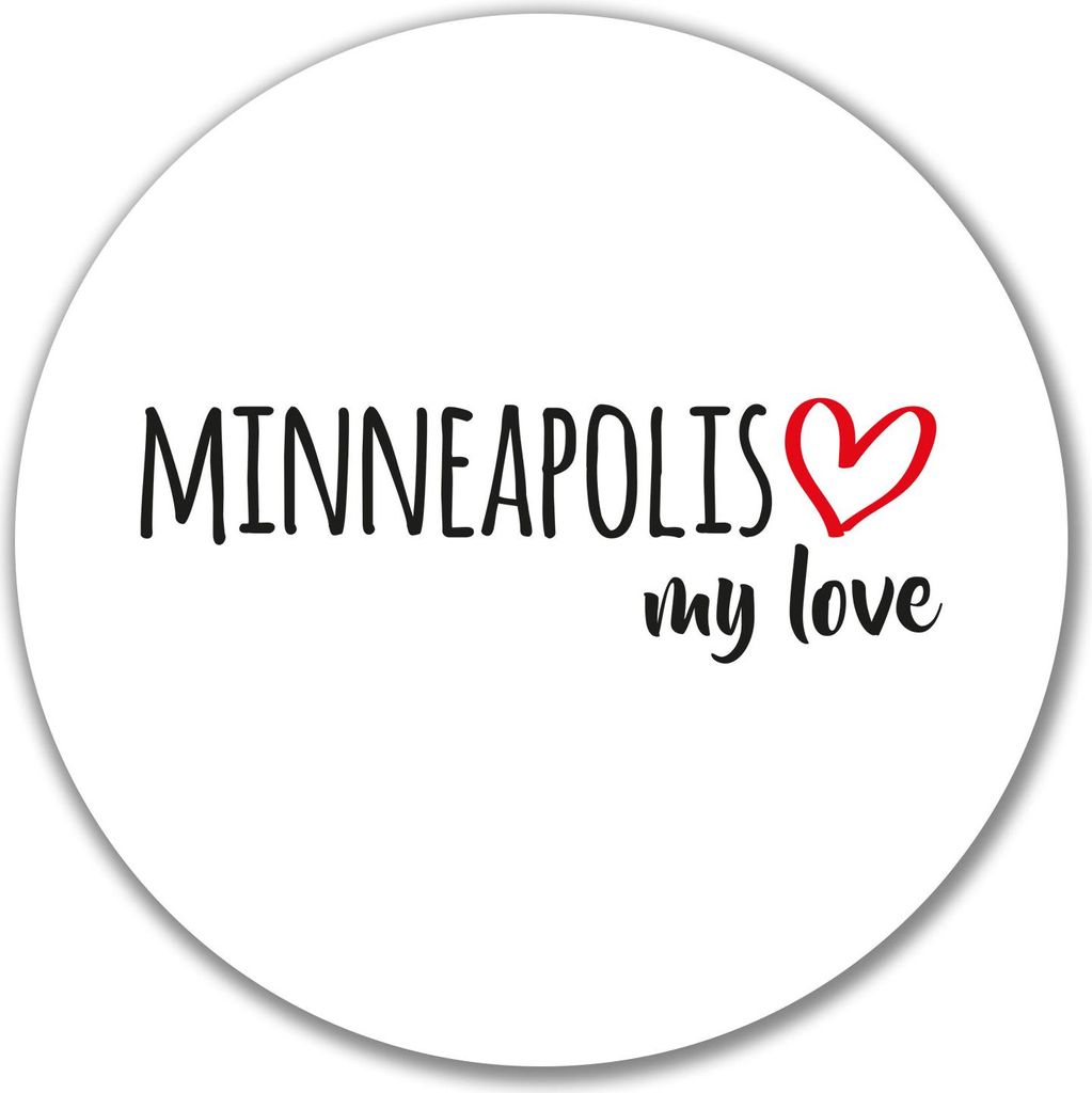 Huuraa Aufkleber Minneapolis my love 10cm rund Sticker Geschenkidee