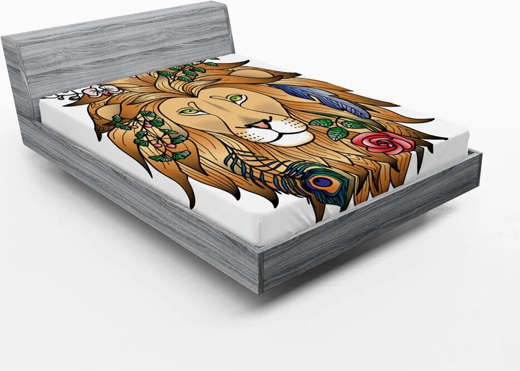 Lenzuolo Artistico Leone Zodiaco 180x200 - Arredo Camera Marrone