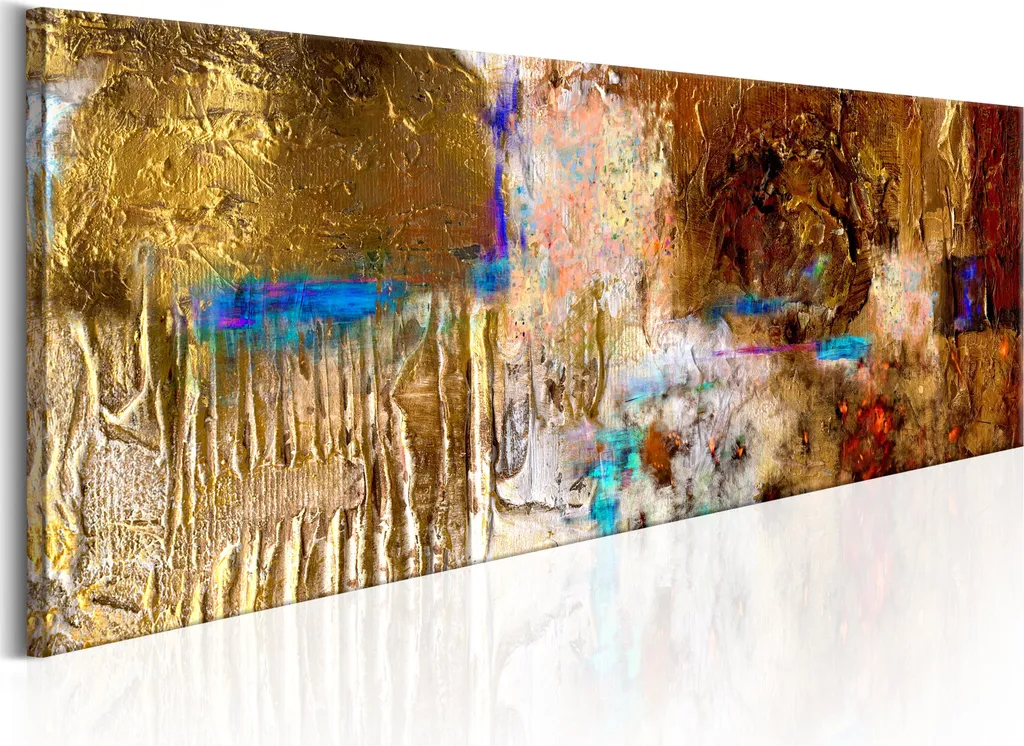 Quadro Astratto 120x40 su Tela con Cornice Dorata | Arredo Made in Italy