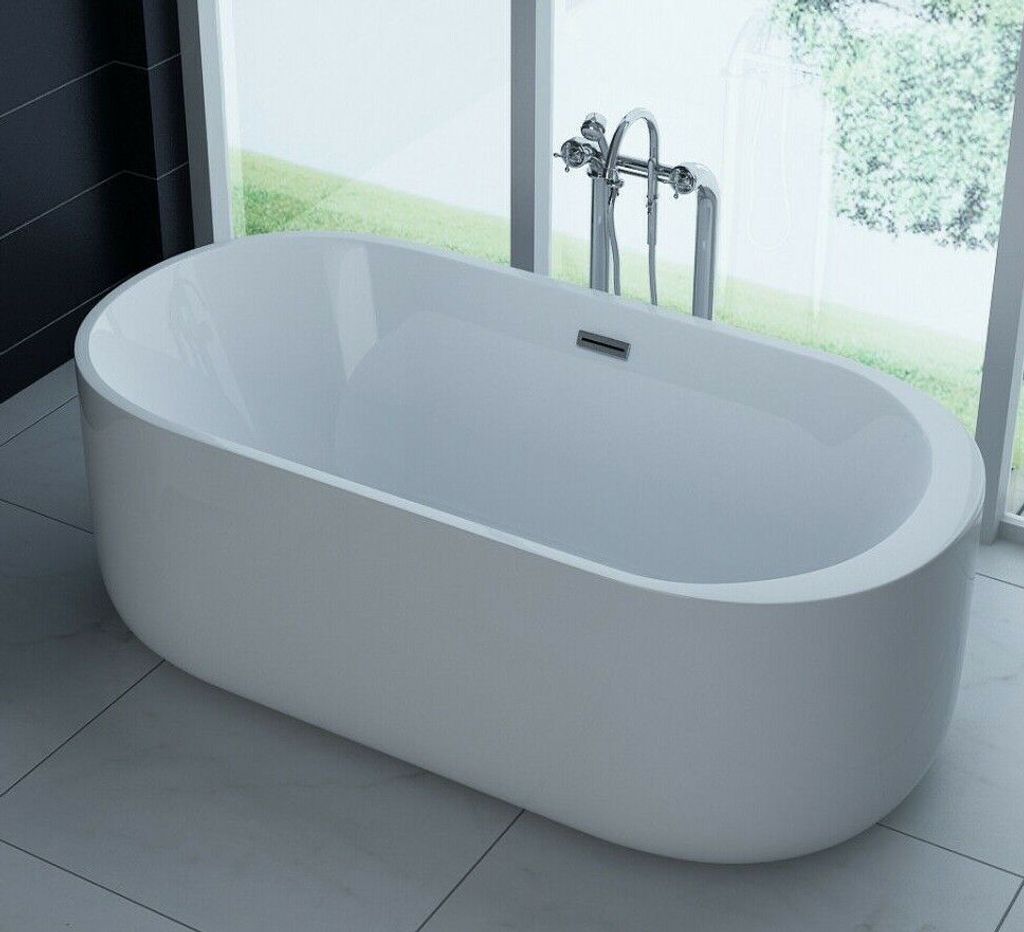 Luxus freistehende Badewanne 170cm Designer Acrylwanne-Wanne + Ablauf Überlauf f