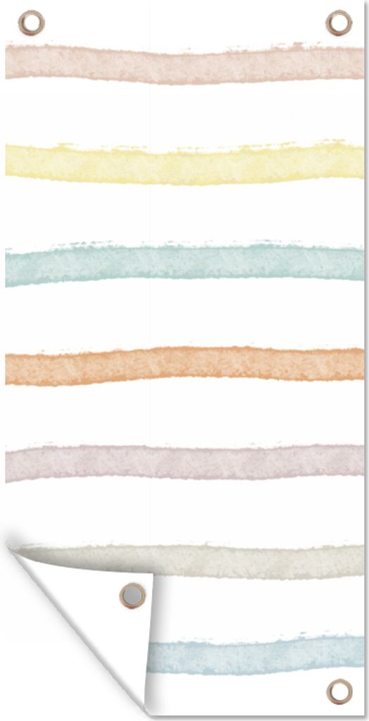 MuchoWow 40x80 cm Outdoor-Poster Gartendeko Sichtschutz Garten Poster für den Garten Linie - Pastell - Regenbogen - Muster