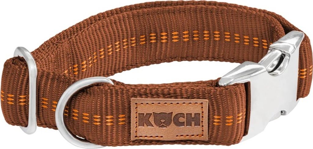 Koch PREMIUM Klick Halsband gepolstert L 40 mm breit, Halsumfang 40 - 50 cm, Kupfer mit Kennfäden ALU-Klickverschluss