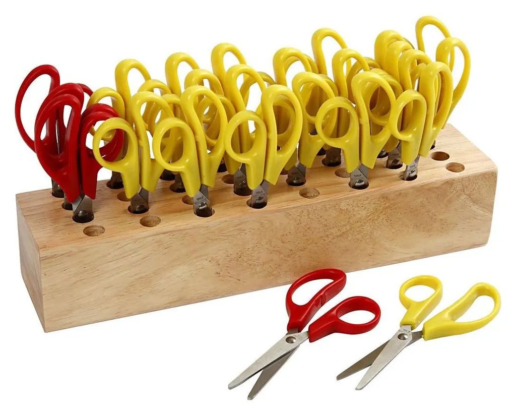 Ciseaux à bouts ronds ergonomiques pour enfants, set de 24 avec bloc