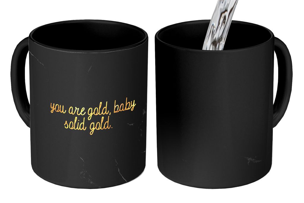 KitchenYeah Zauber Tasse Zaubertasse Magic Zitate - Sprichwörter - Gold - Marmor 350 ml Farbwechsel Becher Geschenk Geschenkidee - Magic-Tasse -...