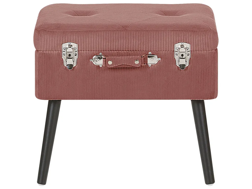 Table basse coffre rose en velours avec rangement et design valise rétro - 7