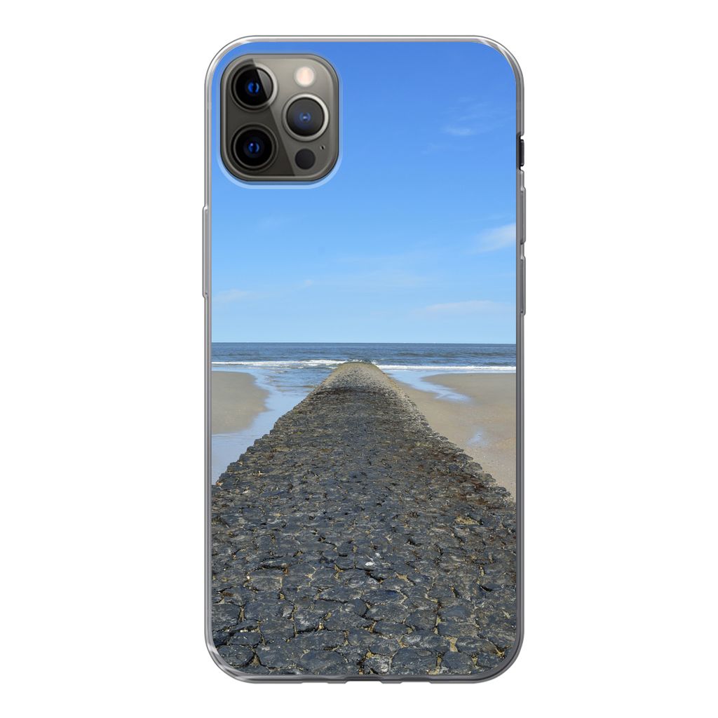 MuchoWow Handyhülle Schutzhülle Hülle für iPhone 13 Pro Max Nordsee - Strand - Wasser Silikon Softcase Handy Hülle - Mobiltelefon