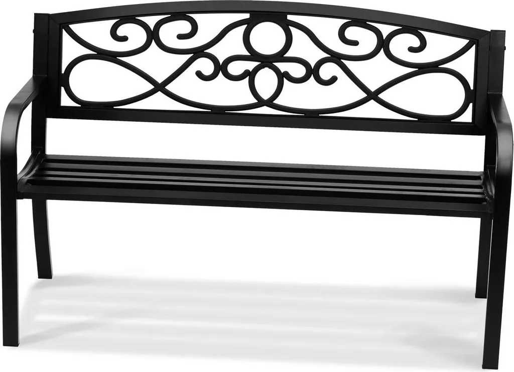 Banc de jardin avec dossier et accoudoirs - Structure métal 250 kg