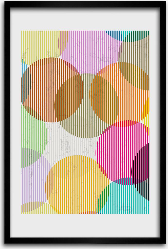 Bild - Bilderrahmen - 40 cm x 60 cm - MDF - Rahmen - Wandkunst - Bunte Kreise